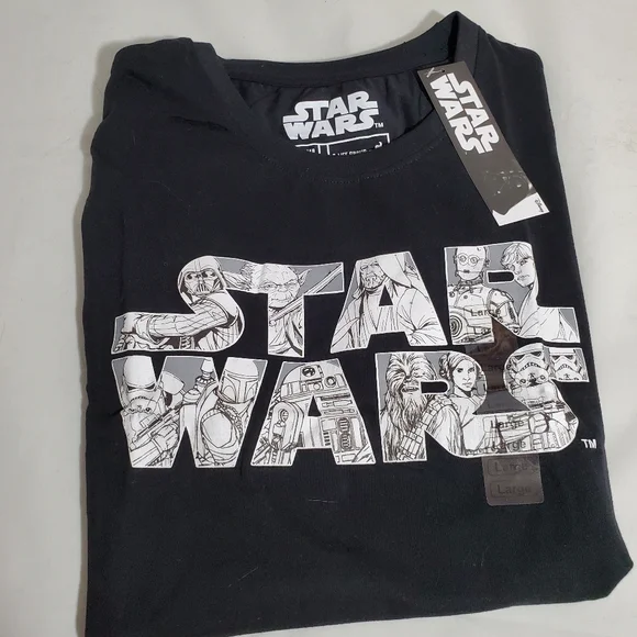 Disney Star Wars MENS Tee Shirt comic strip Black and White - Picture 7 of 9